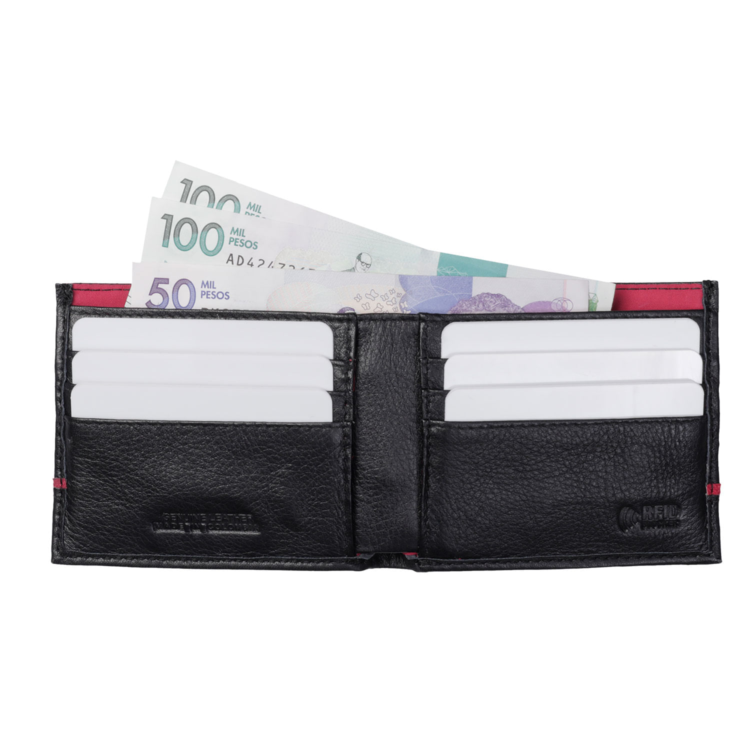 Billetera De Cuero para Hombre Leder Con RFID Blocker Negra