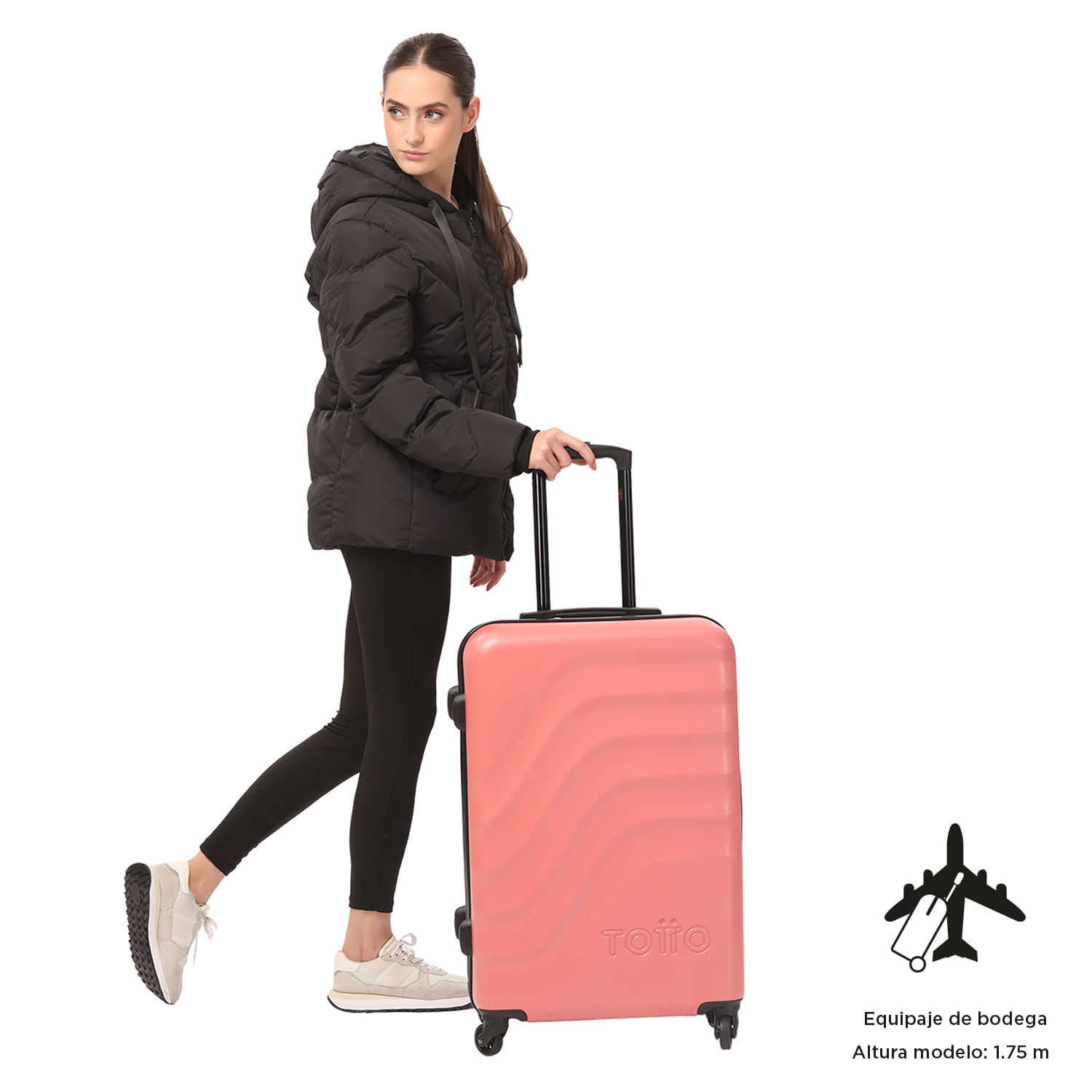 Maleta De Viaje Mediana Bazy 23 Kg Rosada Deco Rose