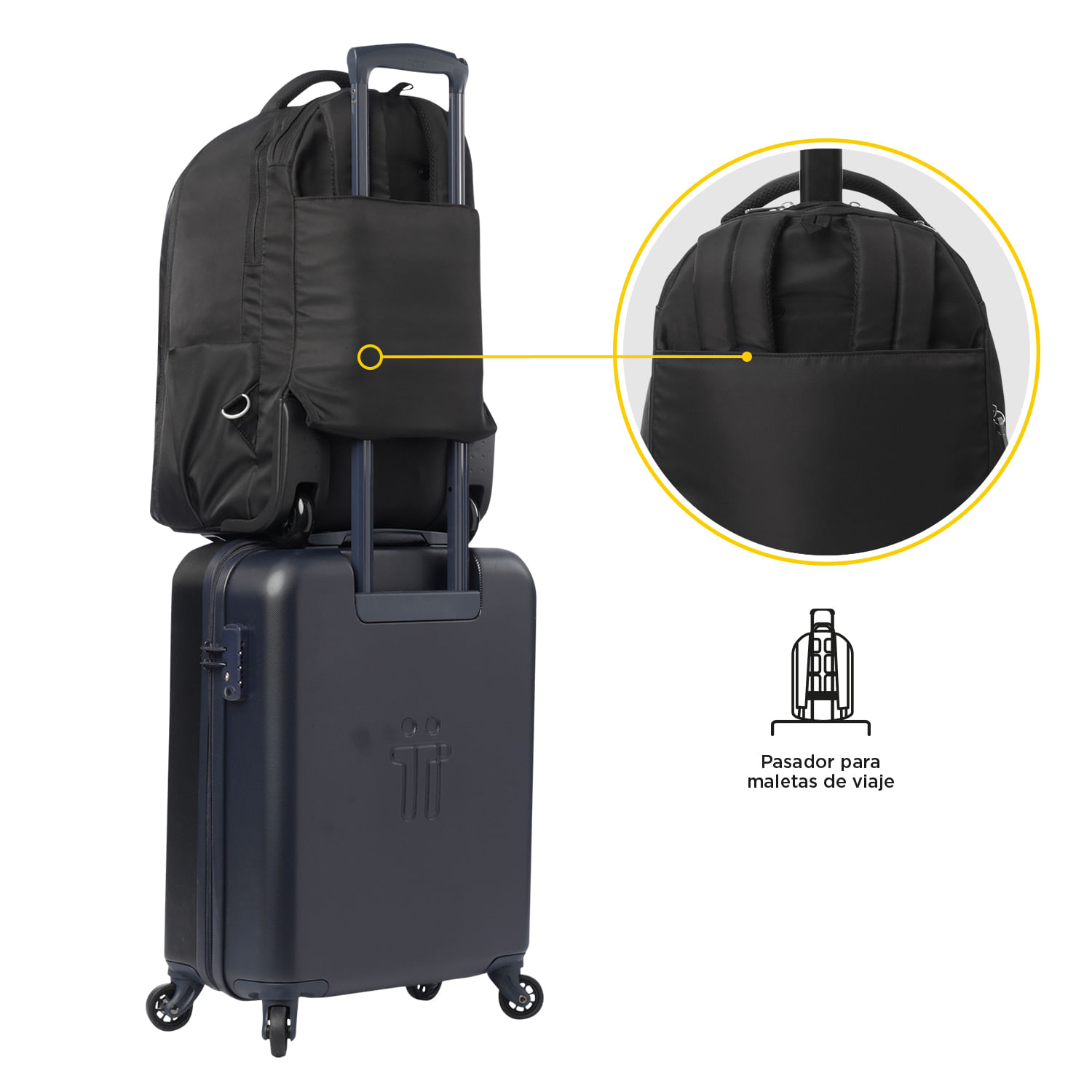 Morral de Viaje con Ruedas Trolley con Porta PC 15