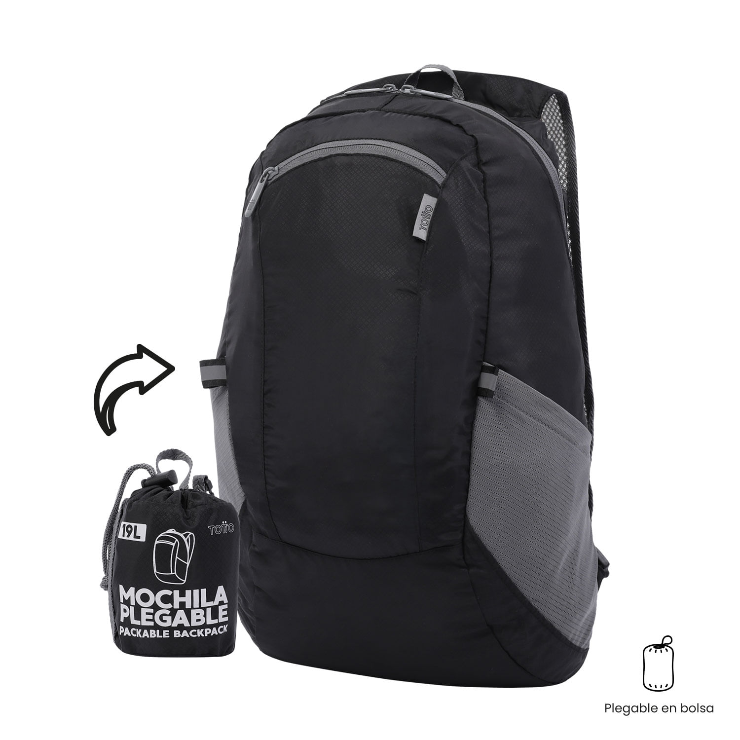 Morral Plegable Ligero Troker Mediano Negro