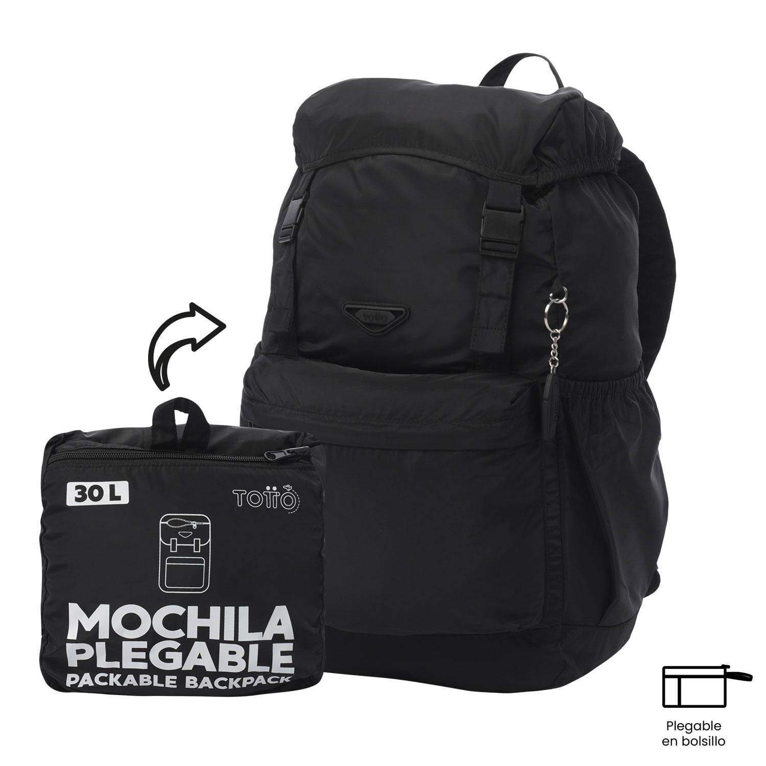 Morral viajero mediano Collapse 30 Negra Totto