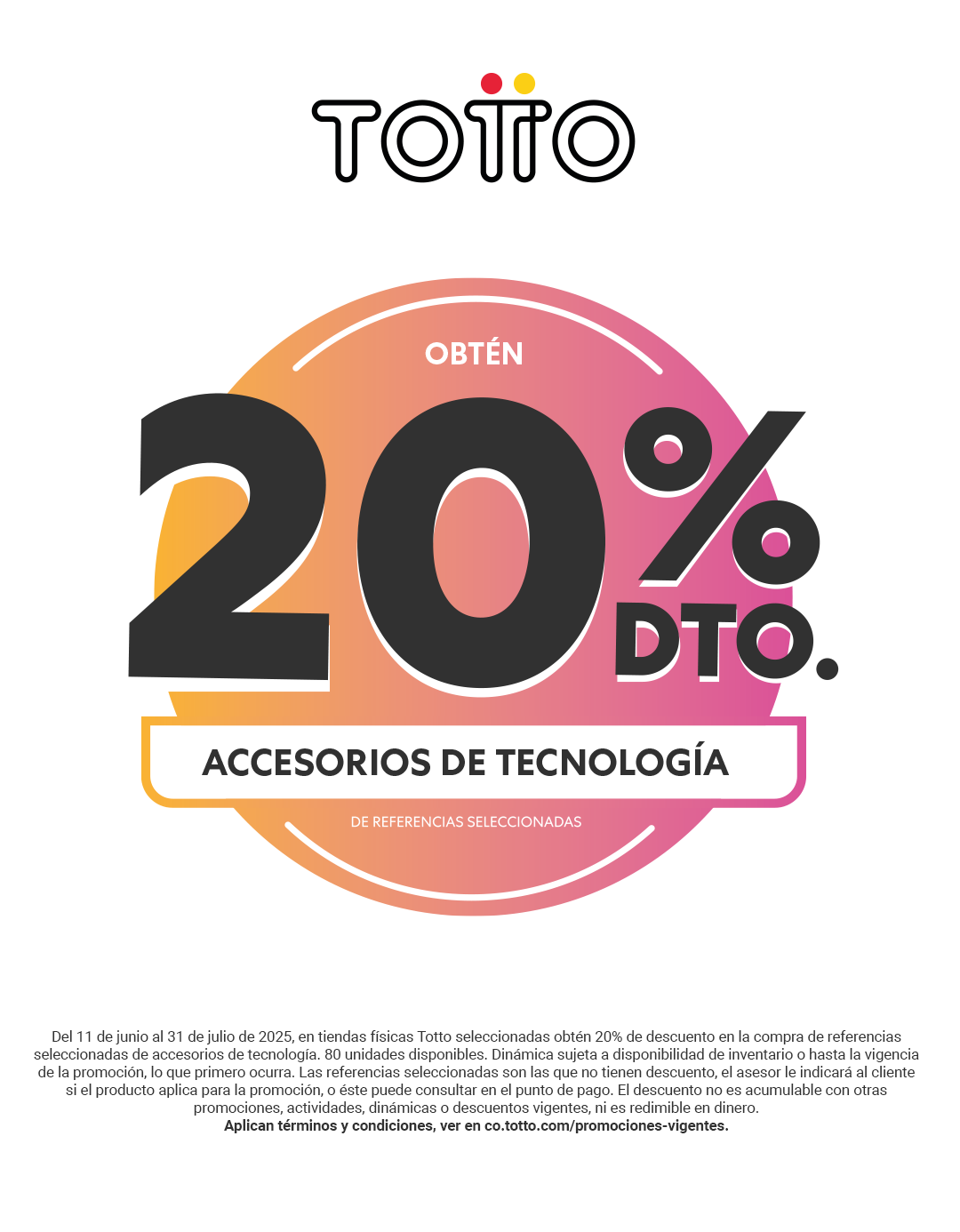 20% DE DESCUENTO EN ACCESORIOS DE TECNOLOGÍA