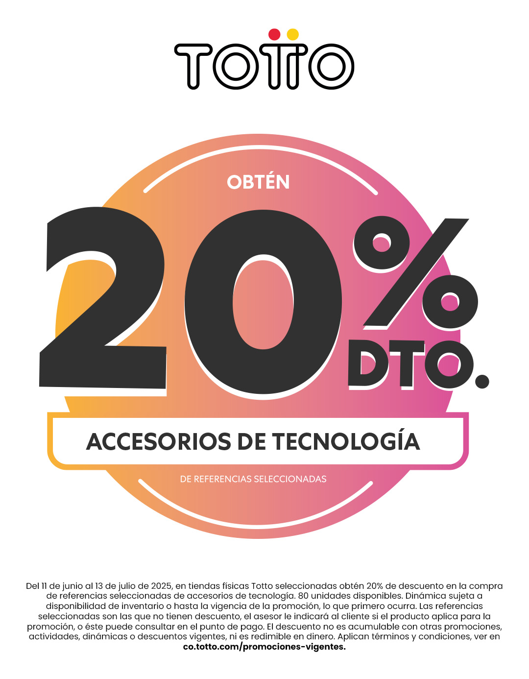 20% DE DESCUENTO EN ACCESORIOS DE TECNOLOGÍA