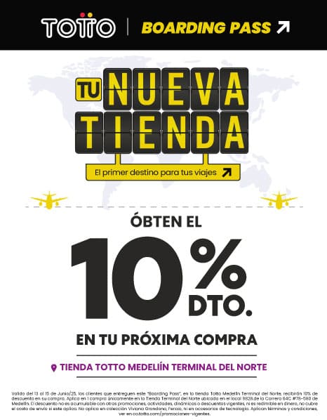 Descuento apertura tienda Totto Medellín Terminal Norte