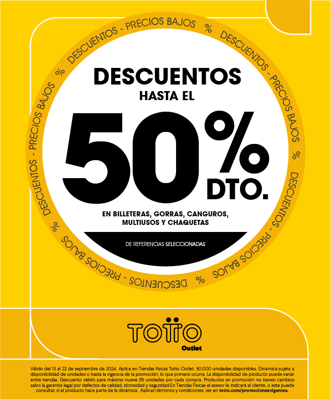 Descuento hasta 50% en líneas seleccionadas, accesorios y ropa