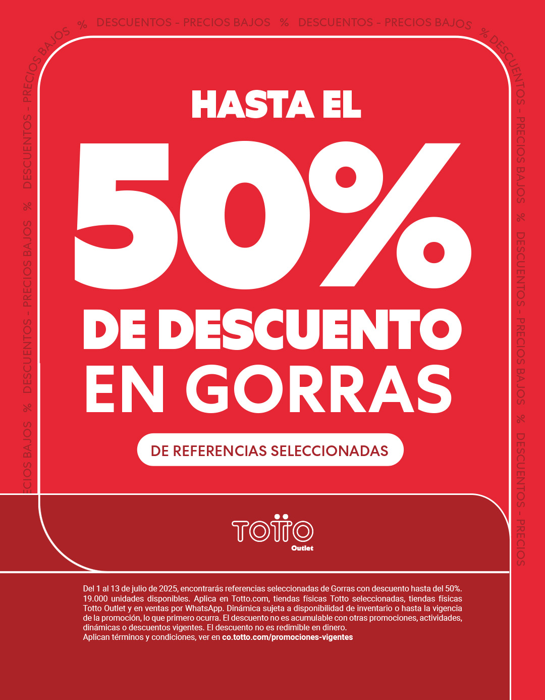 Gorras TOTTO hasta 50% de Descuento
