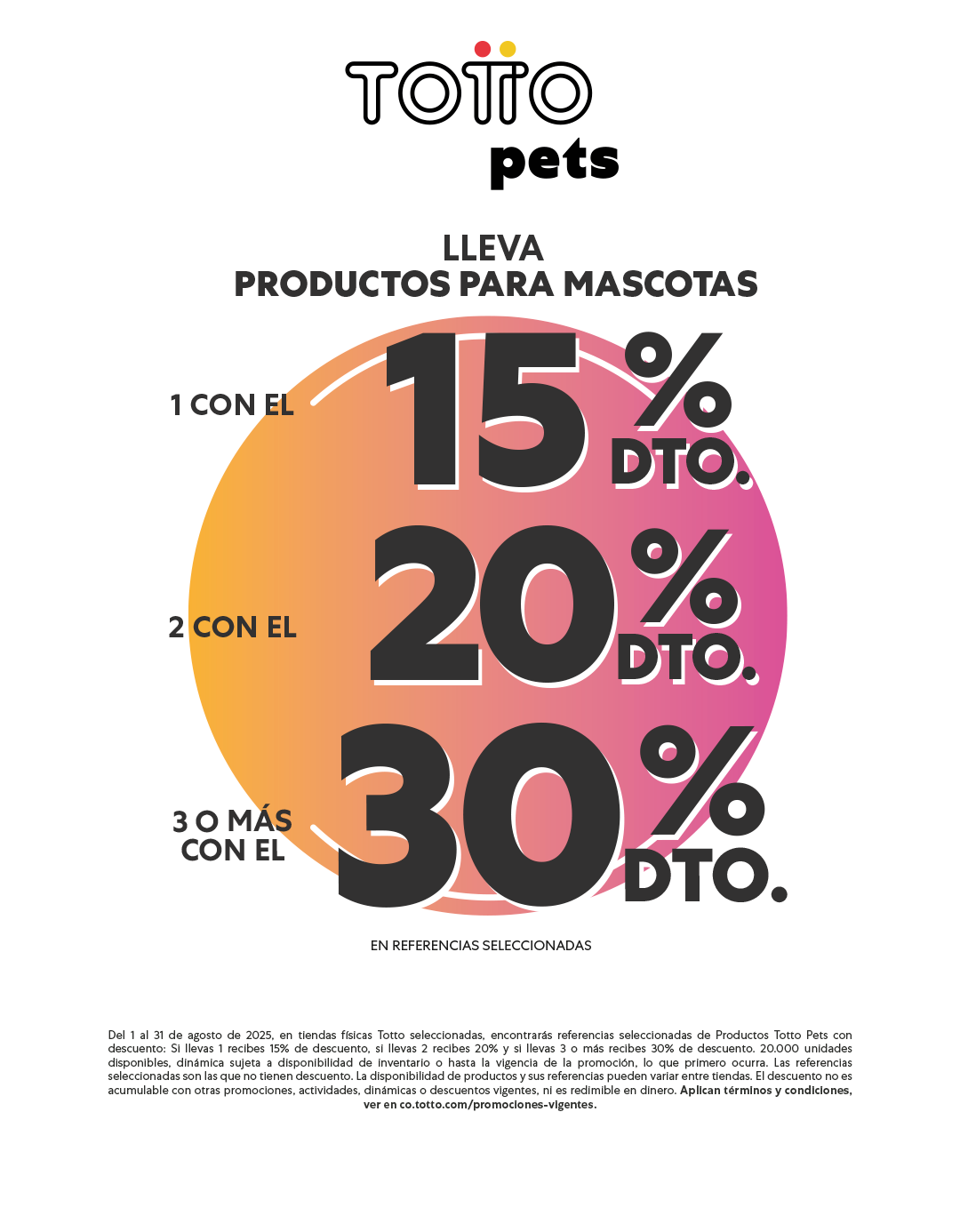 Descuento en referencias seleccionadas de TOTTO PETS