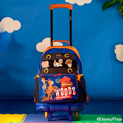 Morral escolar con ruedas Toy Story Woody grande color azul para niño Totto