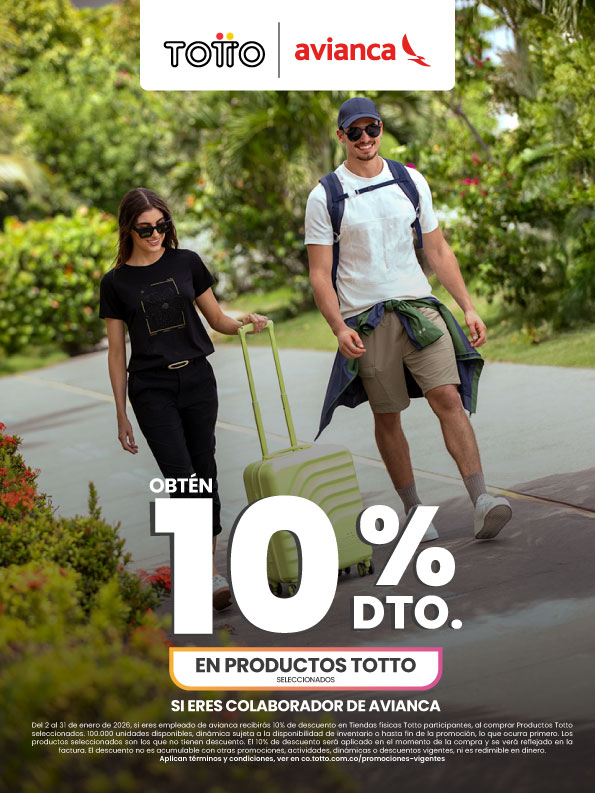 Obtén 10% off en productos Totto con Avianca
