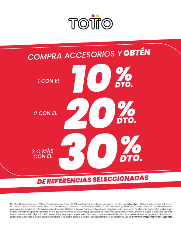 Descuento escalonado en accesorios Totto 