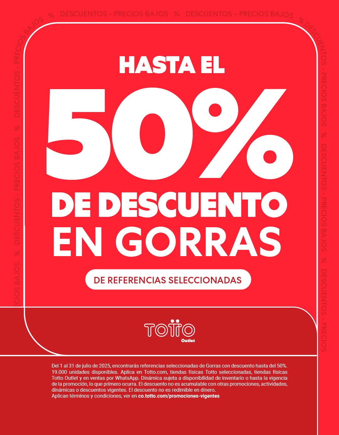 Gorras TOTTO hasta 50% de Descuento